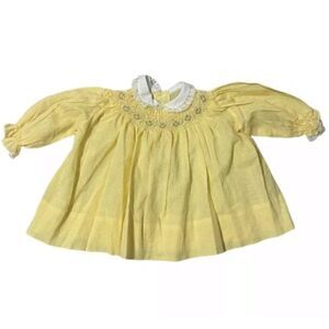 Polly Flinders Hand-Smocked Baby Dress Newborn 9 Months Pastel Yellow